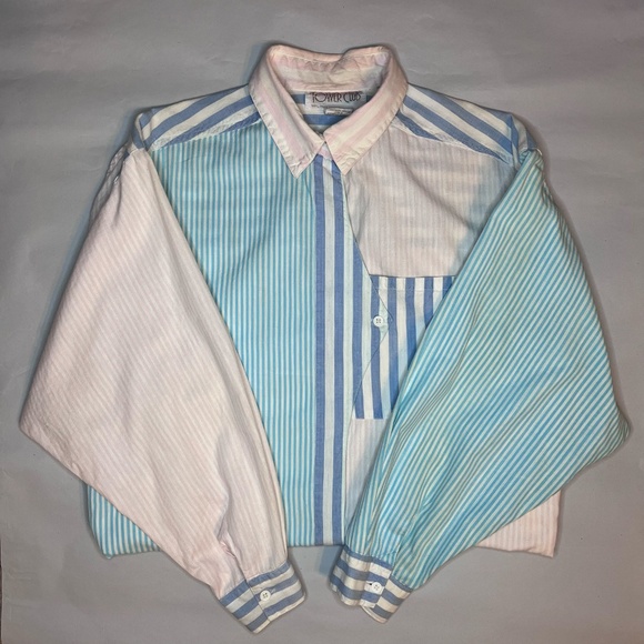 90's Vintage Tower Club Women's Striped Button Up Long Sleeve Shirt Dress Medium - Picture 1 of 5